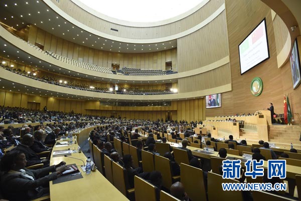  5月5日，中國國務院總理李克強在位于亞的斯亞貝巴的非洲聯盟總部發表題為《開創中非合作更加美好的未來》的演講。 新華社記者 李學仁 攝 